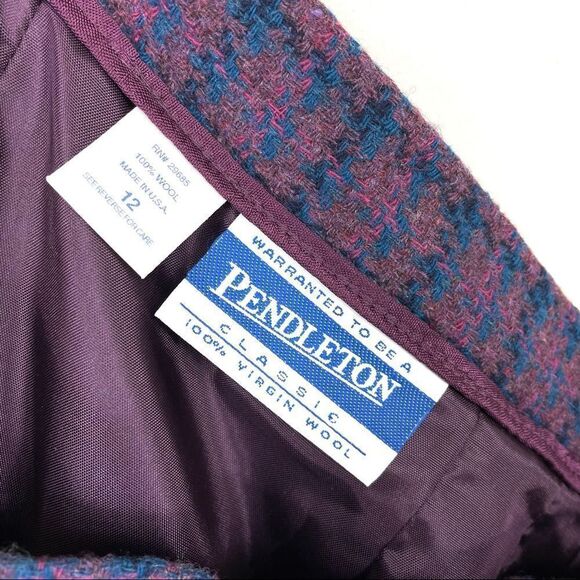 Vintage wool size 12 Pendleton Purple Plaid Midi Skirt - Picture 2 of 12